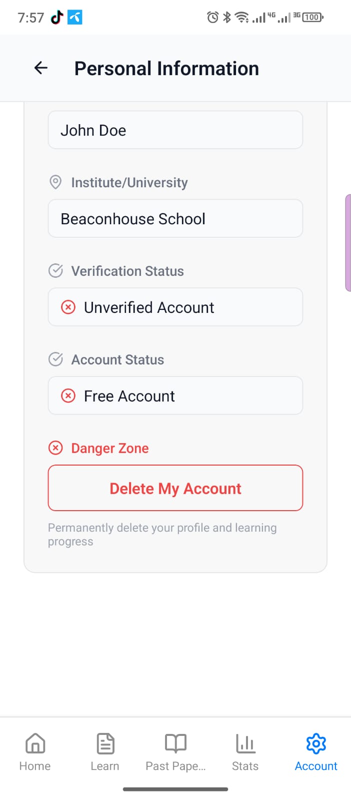 Delete Account